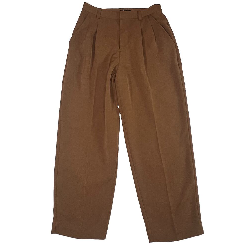 MADEWELL Pants Womens Size 4 Tan Brown Pleated Tapered-Leg Classic Career Casual